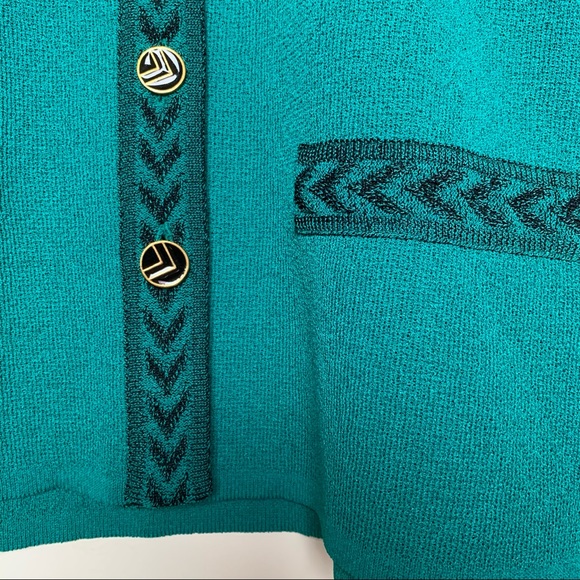 Vintage Castle berry Knits Teal Cardigan Women’s Size 8 - Picture 9 of 9